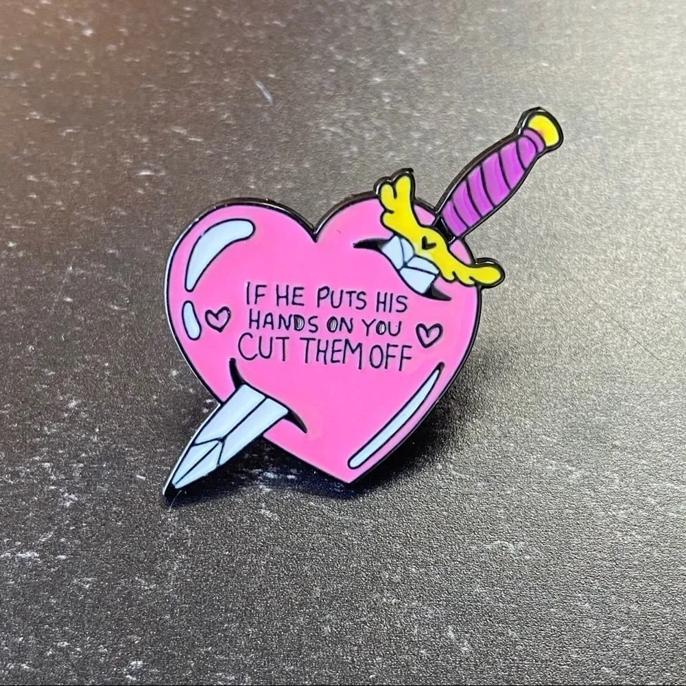 Cut His Hands Heart Enamel Pin/ Brooch